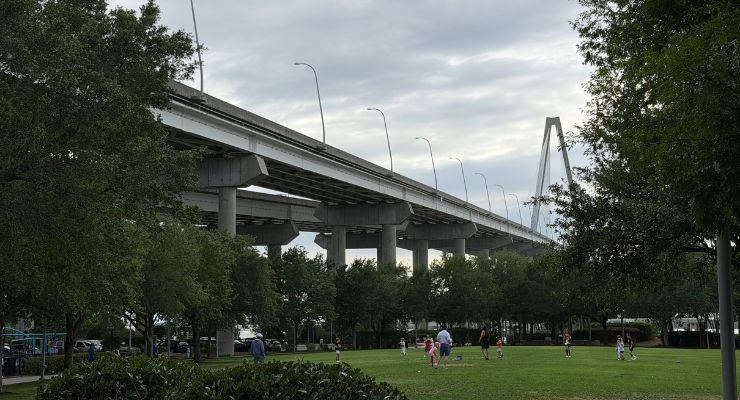 The Ravenel Bridge and Memorial Waterfront Park