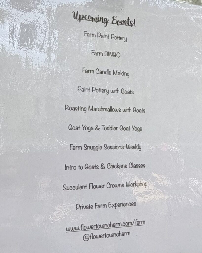 Upcoming events at Flowertown Charm