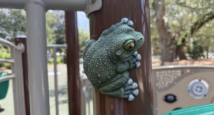 Animal scavenger hunt figures hidden on the Alhambra Park playground equipment in Mt. Pleasant SC