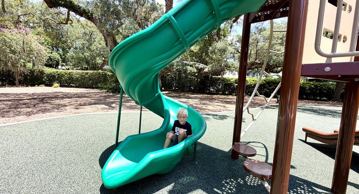 Slide at the inclusive playground at Alhambra Park in Mt. Pleasant SC