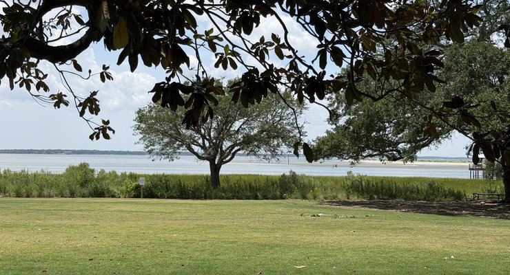 Waterfront views from Alhambra Park near Charleston Harbor in Mt. Pleasant SC