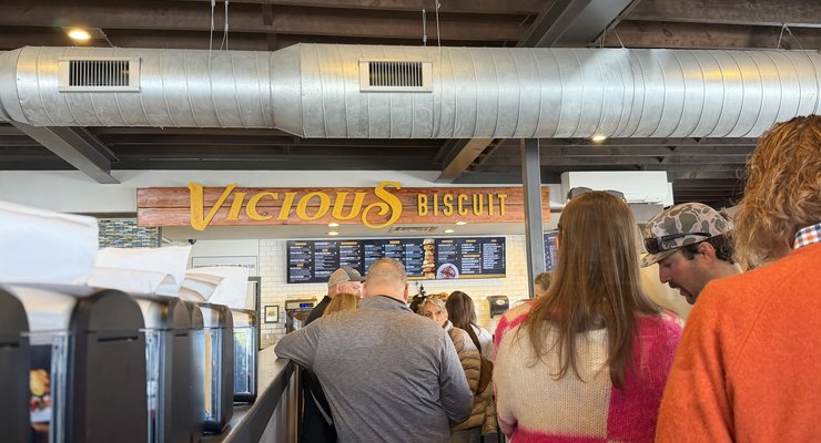 Signature loaded biscuit sandwich at Vicious Biscuit Mount Pleasant SC