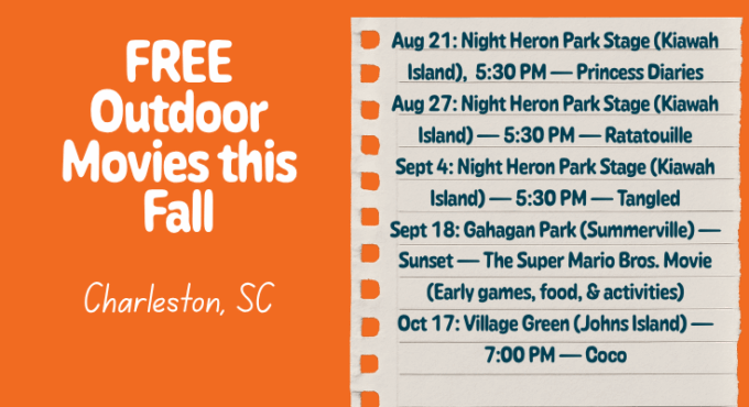 Free fall outdoor movies in Charlesotn, SC