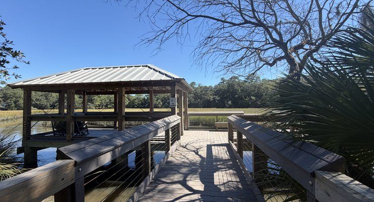 Covered pavilion at the end of the dock over Old Towne Creek in West Ashley
